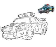 Coloriage Voiture de police avec mod&egrave;le en couleurs ce1