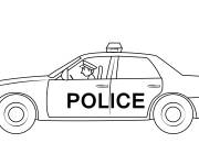 Coloriage Voiture de police avec policier facile &agrave; colorier