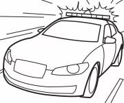 Coloriage Voiture de police avec sir&egrave;ne 