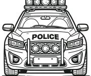 Coloriage Voiture de police avec un moteur puissant