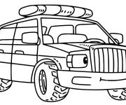 Coloriage Voiture de police avec visage rigolo
