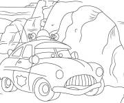 Coloriage voiture de police classique avec un visage et des yeux