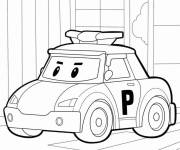 Coloriage Voiture de police de Poli de dessin animé
