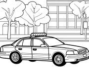 Coloriage Voiture de police devant l'&eacute;cole