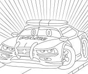Coloriage Voiture de police effray&eacute;e de bande anim&eacute;