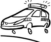 Coloriage Voiture de police en caricature