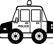 Coloriage Voiture de police en noir et blanc