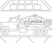 Coloriage Voiture de police en panne
