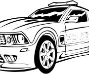 Coloriage Voiture de Police Ford Mustang