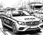 Coloriage Voiture de police Mercedes en mission