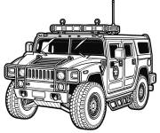 Coloriage Voiture de police mod&egrave;le Hummer