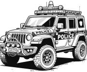 Coloriage Voiture de police mod&egrave;le Jeep