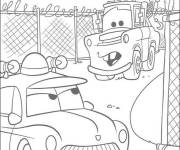 Coloriage Voiture de police personnage aimable de cartoon