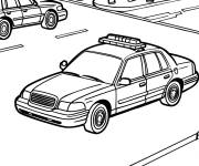 Coloriage Voiture de police pour contr&ocirc;ler la circulation 