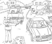 Coloriage Voiture de police pour organiser les voitures