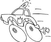 Coloriage Voiture de police qui fait vraiment rire de cartoon