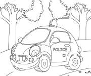 Coloriage Voiture de police rigolote pour les petits