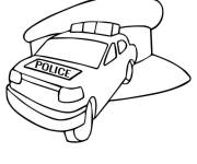 Coloriage Voiture de police sortant du garage