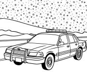 Coloriage Voiture de police sous la neige