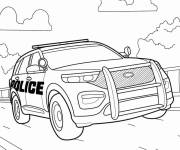 Coloriage Voiture de police sur autoroute