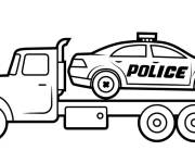 Coloriage Voiture de police sur camion SOS