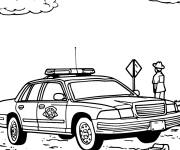 Coloriage Voiture de police sur sc&egrave;ne