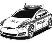 Coloriage Voiture de police Tesla