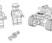 Coloriage Voiture et policiers de Lego City ATV Patrouille