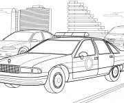 Coloriage Voitures de police dans la ville