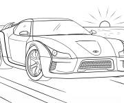 Coloriage Voiture de sport au bord de la mer Toyota Supra