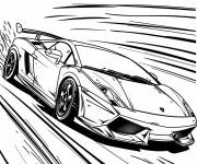 Coloriage Voiture de sport avec un engin puissant