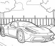 Coloriage Voiture de sport Ferrari 458 d&eacute;taill&eacute;