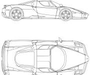 Coloriage Voiture de sport Ferrari diff&eacute;rentes vues