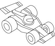 Coloriage Voiture de sport Formule 1 en noir et blanc