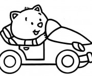 Coloriage Chat et Voiture pour enfant