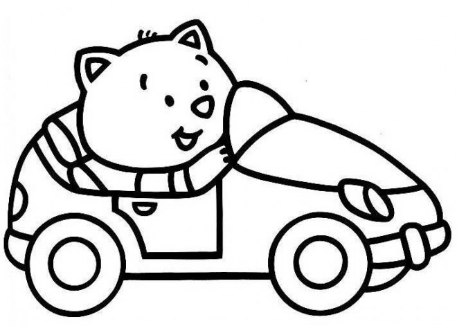 Coloriage Chat et Voiture pour enfant dessin gratuit à ...