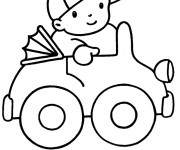 Coloriage Enfant conduit sa Voiture jouet