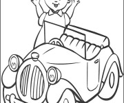 Coloriage Fille et sa petite Voiture