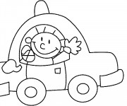 Coloriage et dessins gratuit L'enfant mignon dans sa Voiture à imprimer