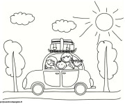 Coloriage et dessins gratuit La famille en Voiture à imprimer