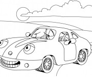 Coloriage Une Voiture comique en plein air