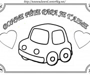 Coloriage Voiture en carte de voeux