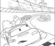 Coloriage Voiture Flash Mcqueen en course Nascar