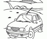 Coloriage Paysage de Voiture dans la nature