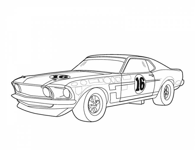 Coloriage Voiture De Course Mustang Dessin Gratuit à Imprimer