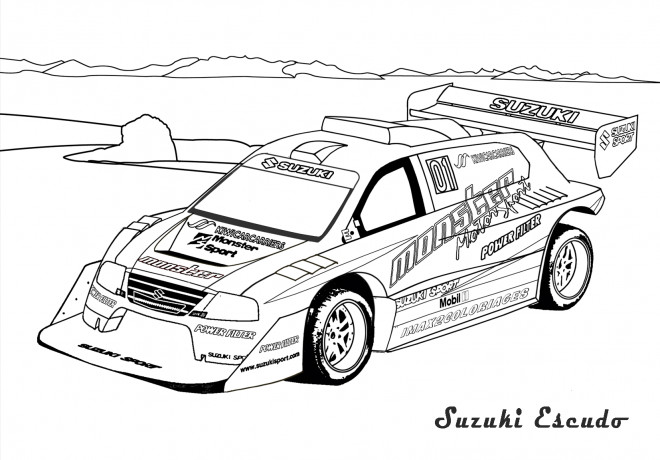 Coloriage Voiture de Rallye dessin gratuit à imprimer