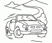 Coloriage et dessins gratuit Voiture décapotable sur la route à imprimer