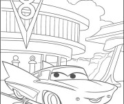Coloriage Voiture devant la salle de cin&eacute;ma