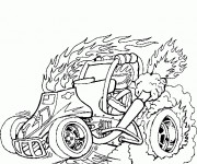 Coloriage Voiture enflamm&eacute;e