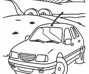 Coloriage Une Voiture dans la campagne